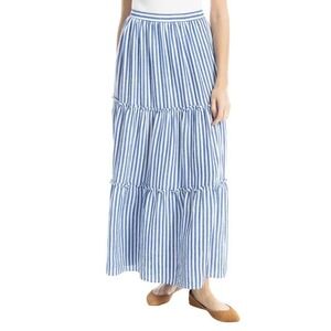 Max Studio Blue and White Striped Tiered Maxi Skirt